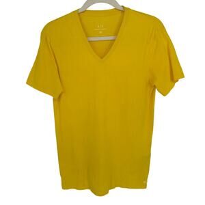 Armani Exchange A/X Pima Cotton Tee Yellow Short Sleeve V-Neck Casual Summer XS